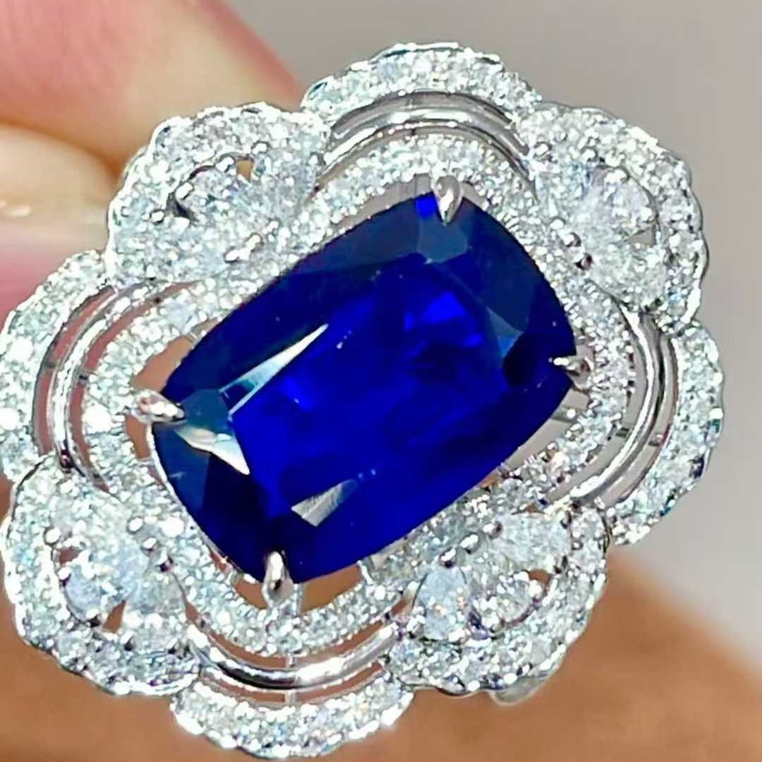 14k Gold 3.97 Ctw Natural Sapphire & Diamond Ring - 3