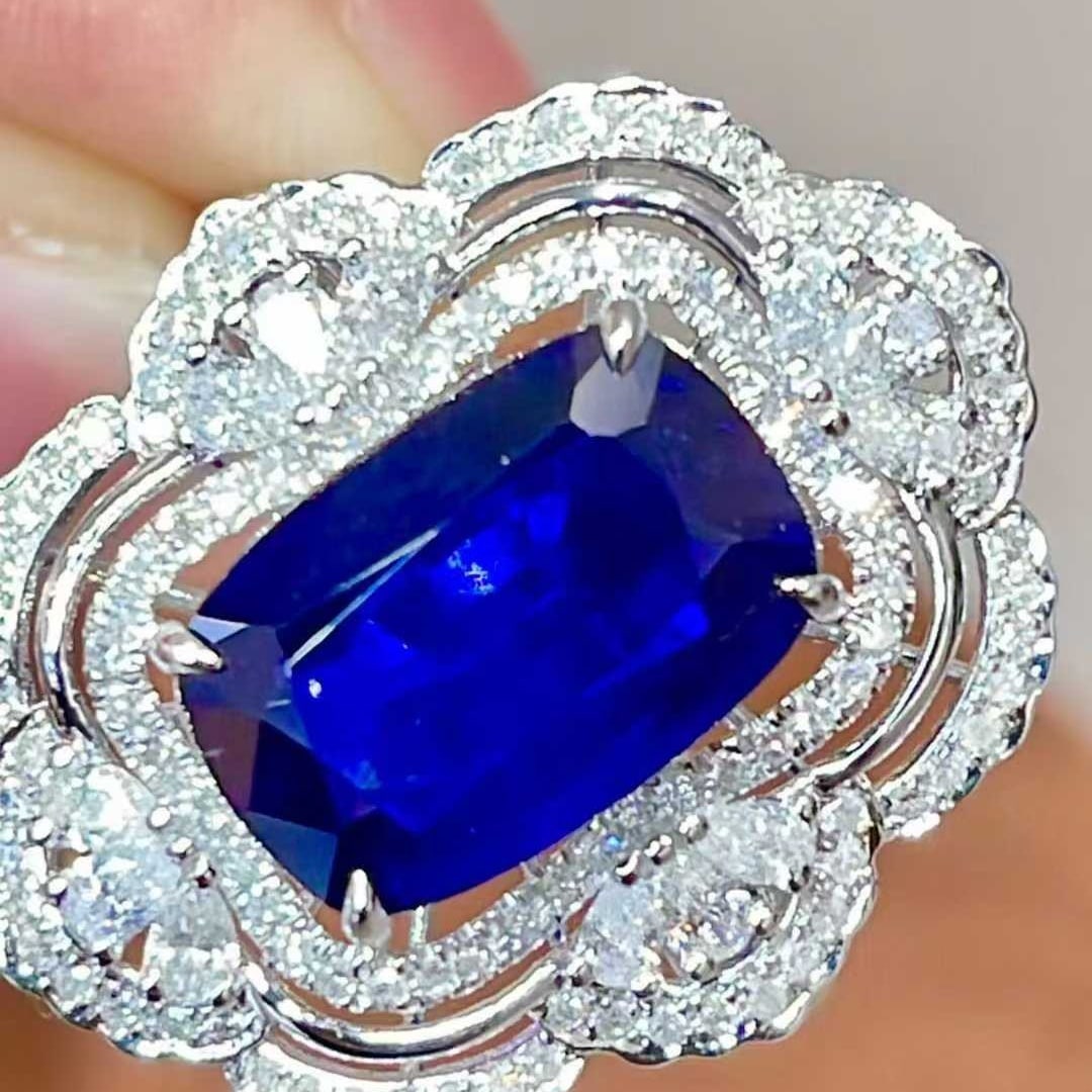 14k Gold 3.97 Ctw Natural Sapphire & Diamond Ring - 6