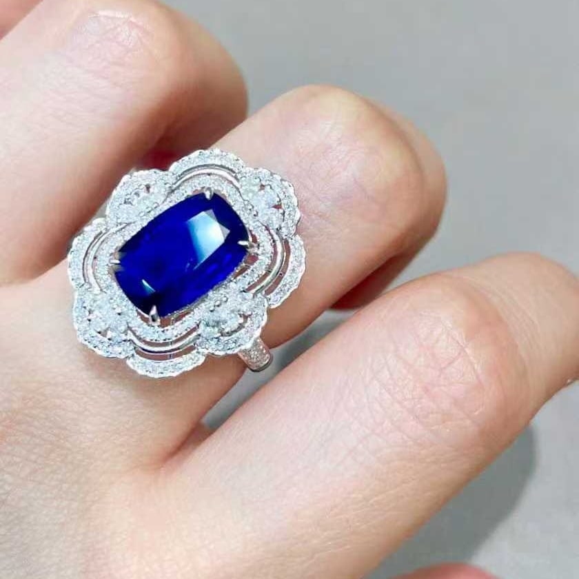 14k Gold 3.97 Ctw Natural Sapphire & Diamond Ring - 8
