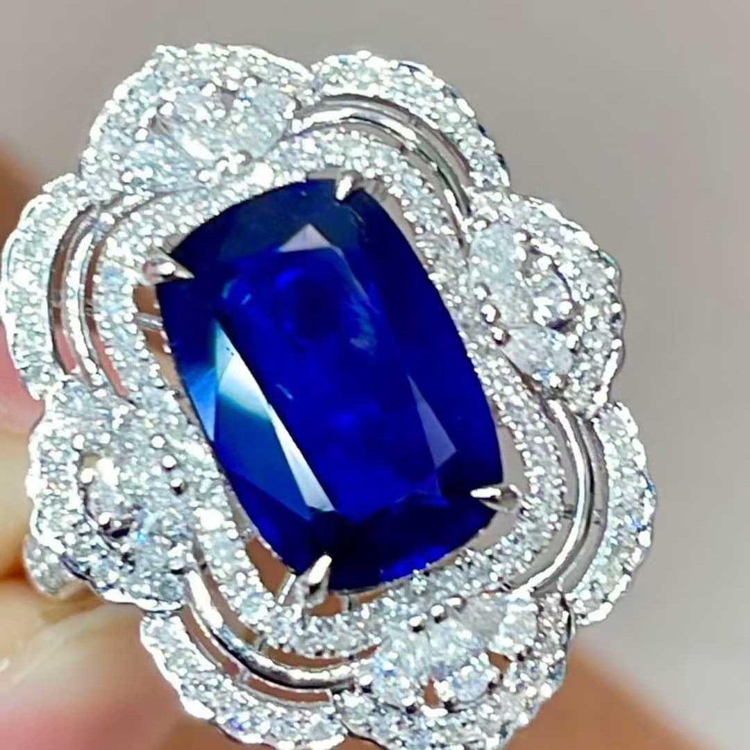 14k Gold 3.97 Ctw Natural Sapphire & Diamond Ring - 9