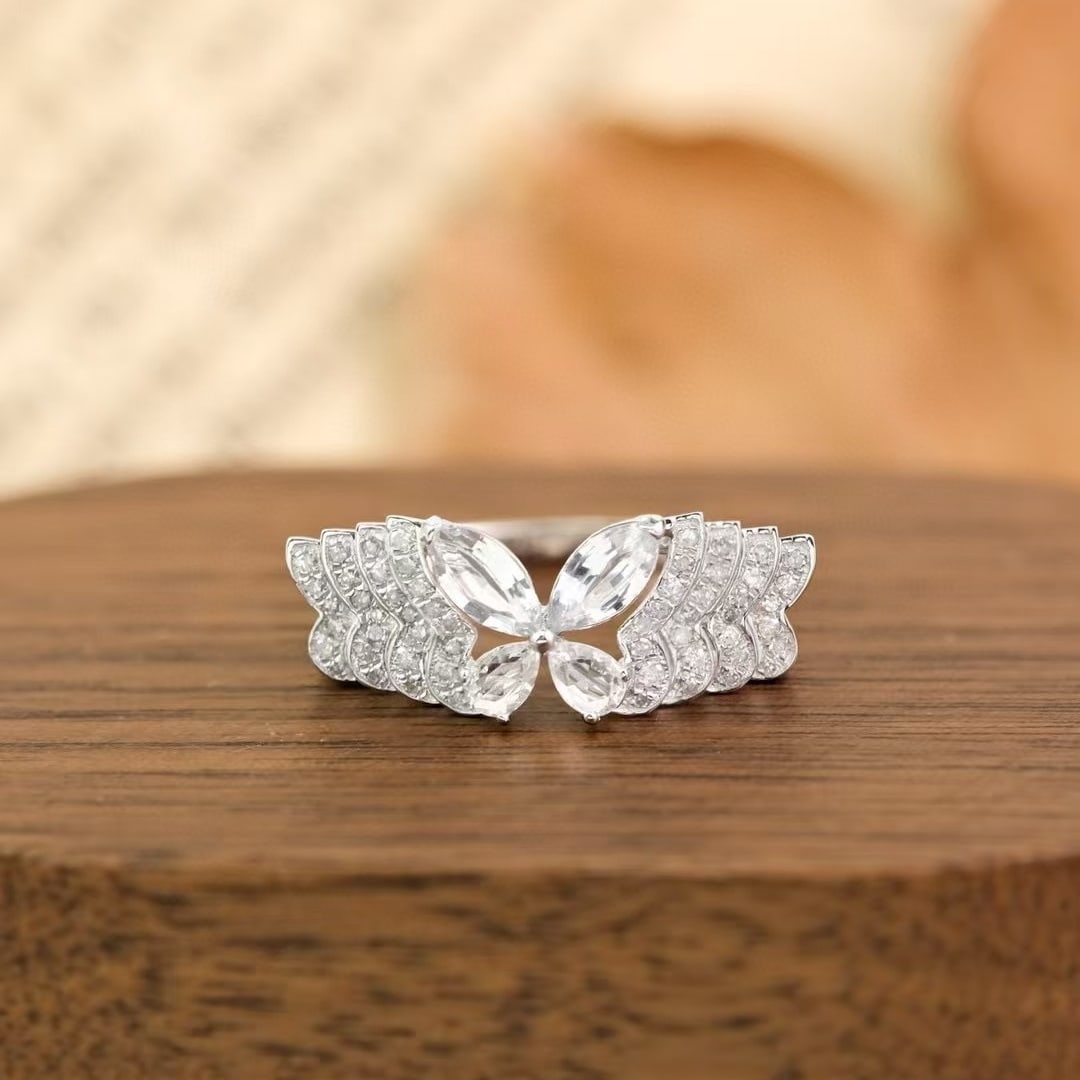 14k Gold 1.08 Ctw Natural Sapphire & Diamond Ring: Ref:231039124 // gold content:14k gold // ring size:7. 25us // // main gemstone:sapphire // shape:marquise & pear // carat weight:0. 8ct // color:white // treatment:natural // // adjacent gemstone 2