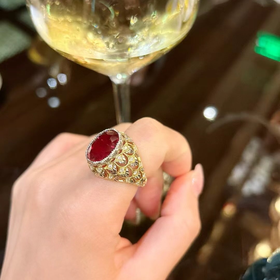 14k Gold 9.05 Ctw Natural Tourmaline & Diamond Ring - 3