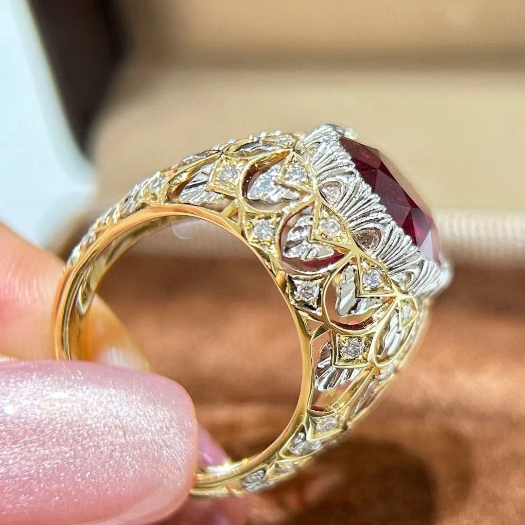 14k Gold 9.05 Ctw Natural Tourmaline & Diamond Ring - 5