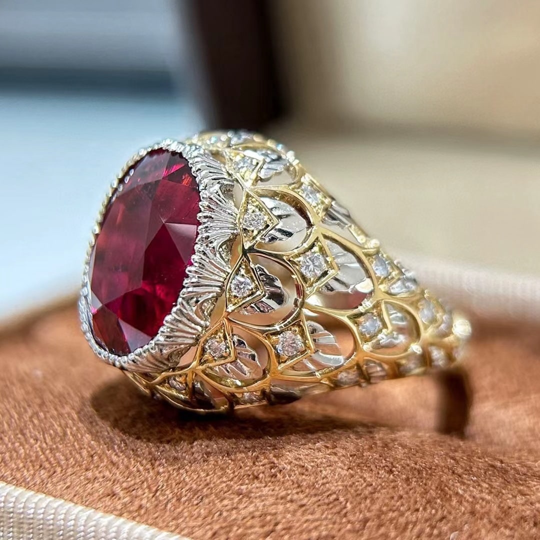 14k Gold 9.05 Ctw Natural Tourmaline & Diamond Ring - 7