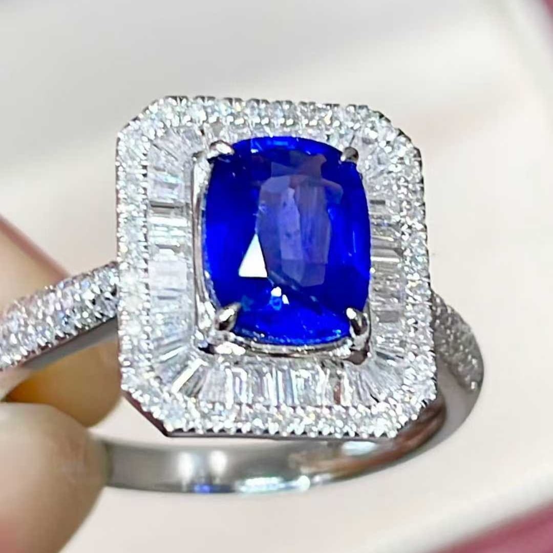 14k Gold 2.05 Ctw Natural Sapphire & Diamond Ring - 2