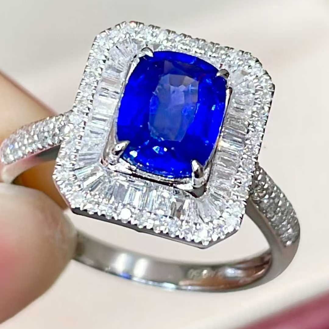 14k Gold 2.05 Ctw Natural Sapphire & Diamond Ring - 3