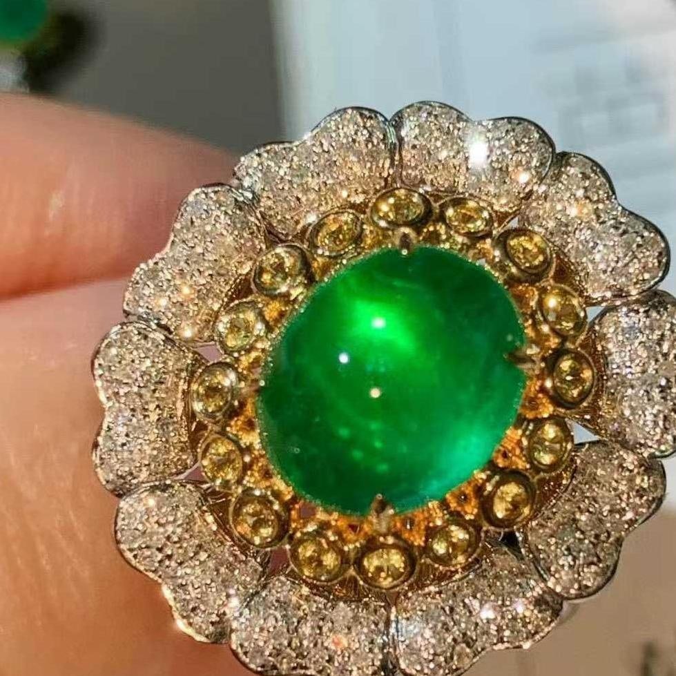 14k Gold 2.7 Ct Natural Emerald & Diamond Ring - 2