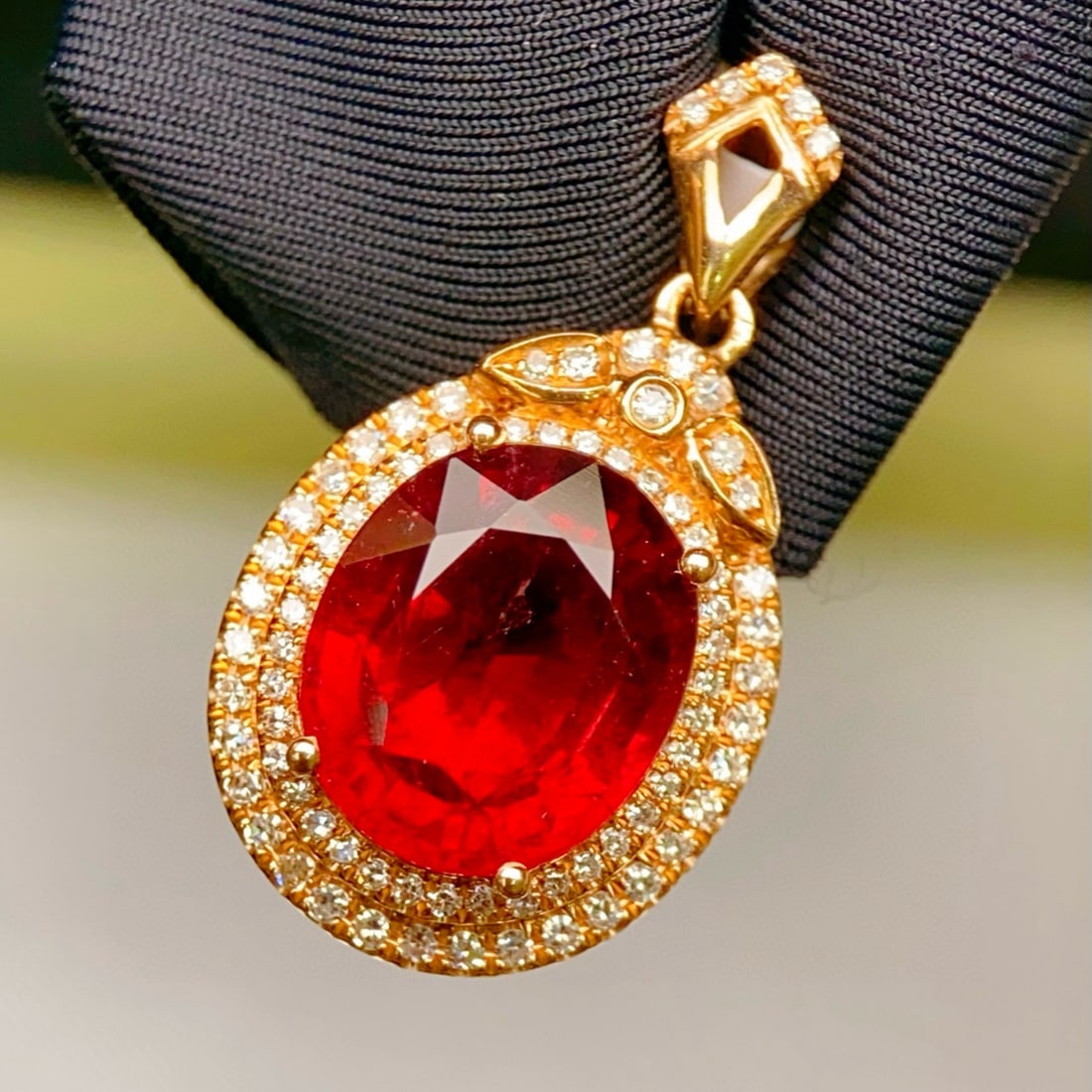 14k Gold 3.4 Ctw Natural Tourmaline & Diamond Pendant( Without Chain ) - 2
