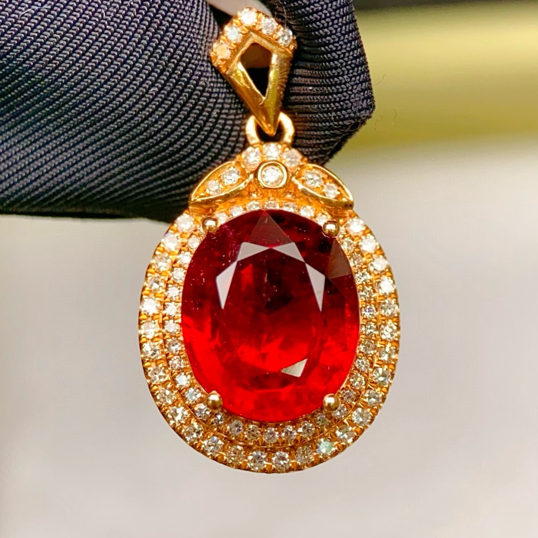 14k Gold 3.4 Ctw Natural Tourmaline & Diamond Pendant( Without Chain ) - 3