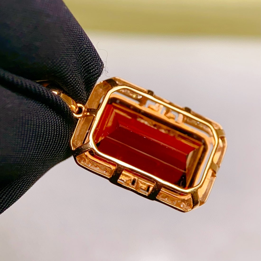 14k Gold 8.60 Ctw Natural Garnet & Diamond Pendant( Without Chain ) - 4