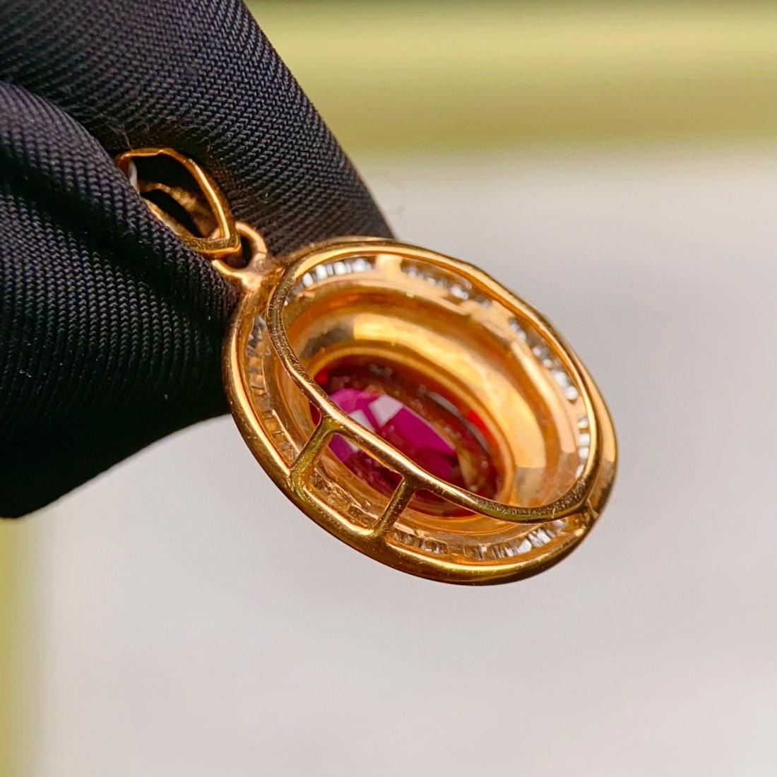 14k Gold 1.88 Ctw Natural Tourmaline & Diamond Pendant( Without Chain ) - 4