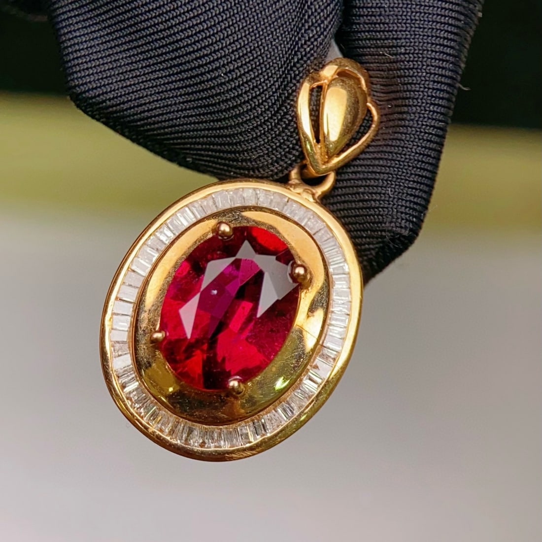 14k Gold 1.88 Ctw Natural Tourmaline & Diamond Pendant( Without Chain ) - 6