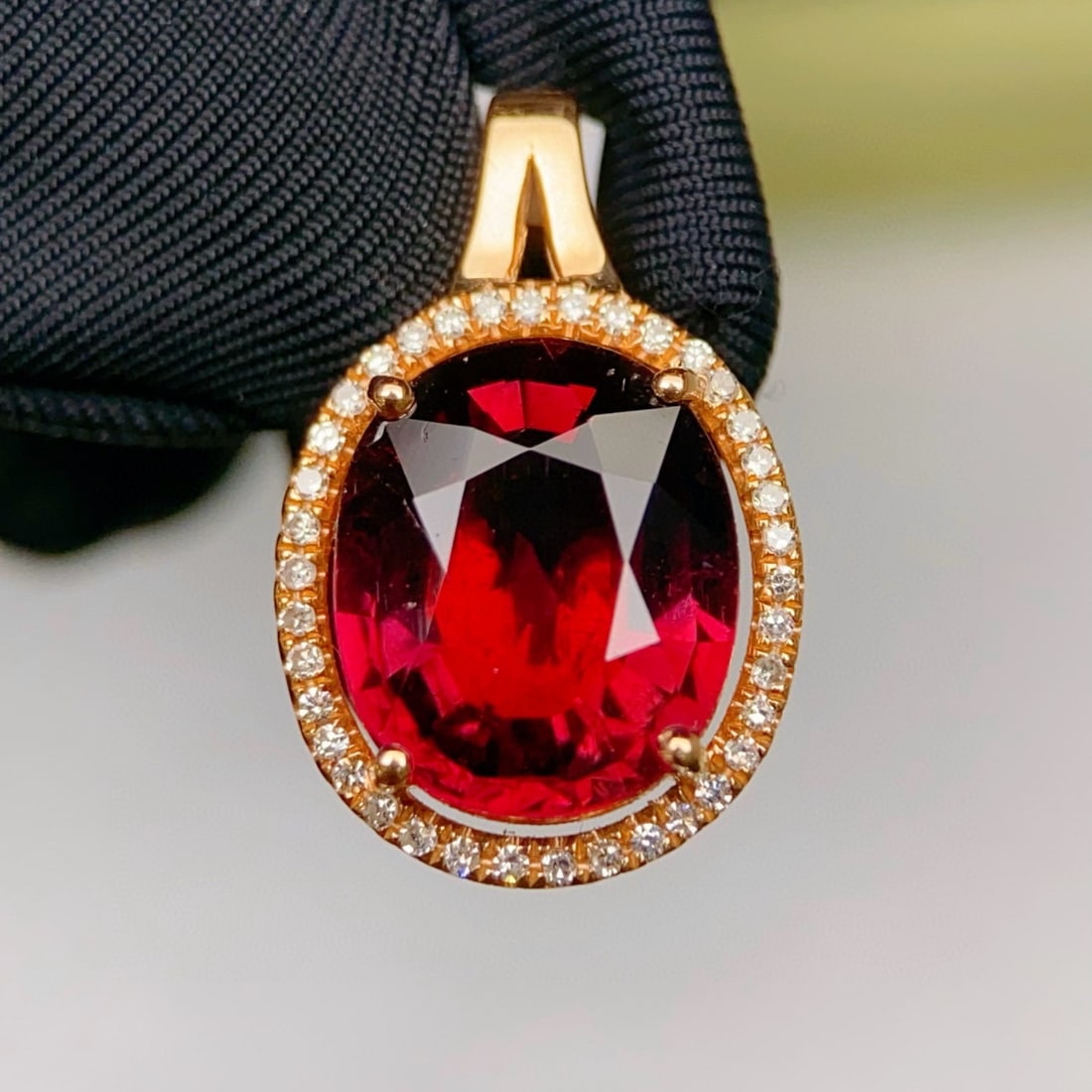 14k Gold 2.96 Ctw Natural Tourmaline & Diamond Pendant( Without Chain ) - 3