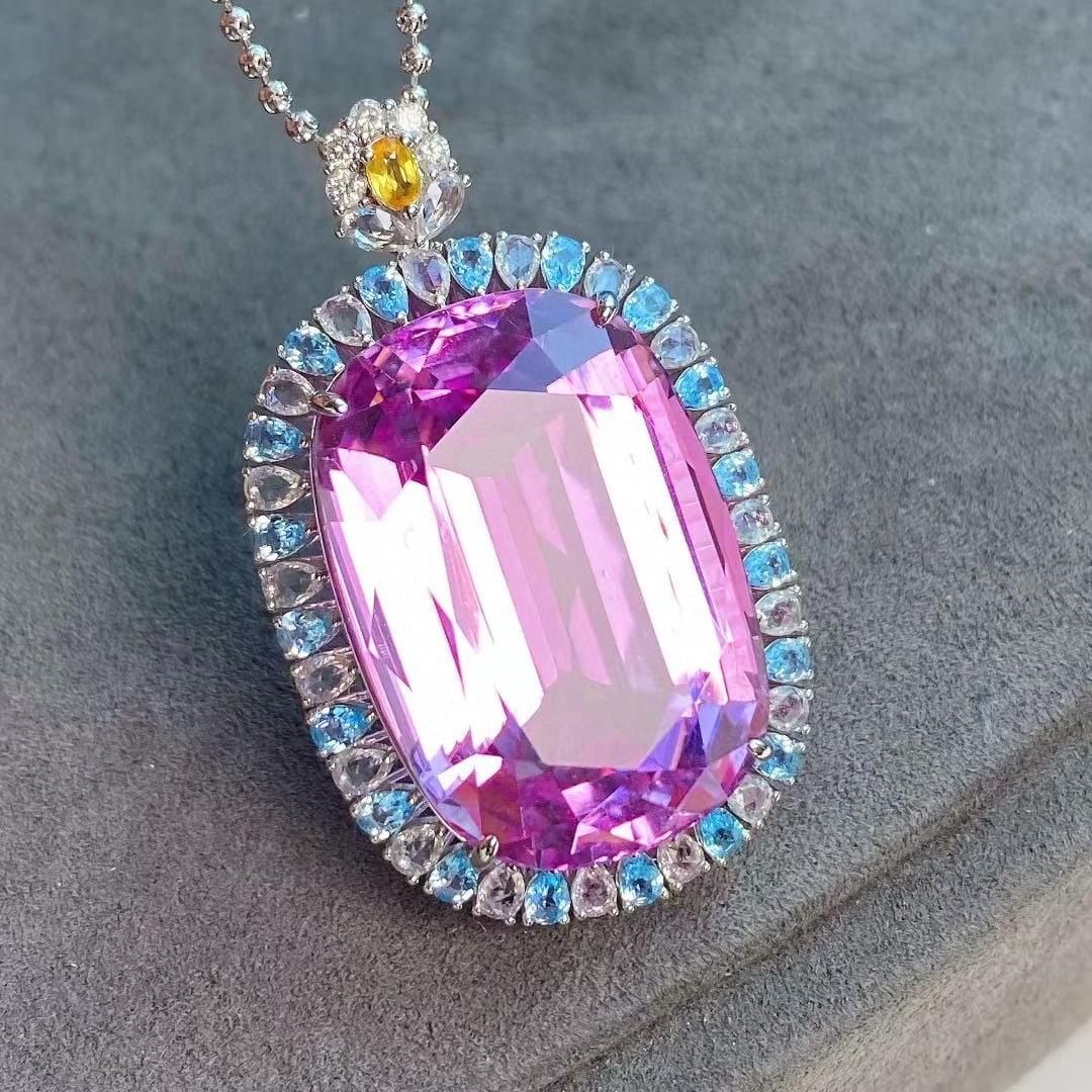 14k Gold 53.27 Ctw Natural Kunzite & Coloured Gemstone Pendant( Without Chain ) - 3