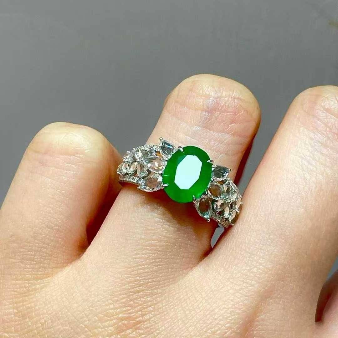 14k Gold 1.87 Ct Natural Emerald & Sapphire & Diamond Ring - 5