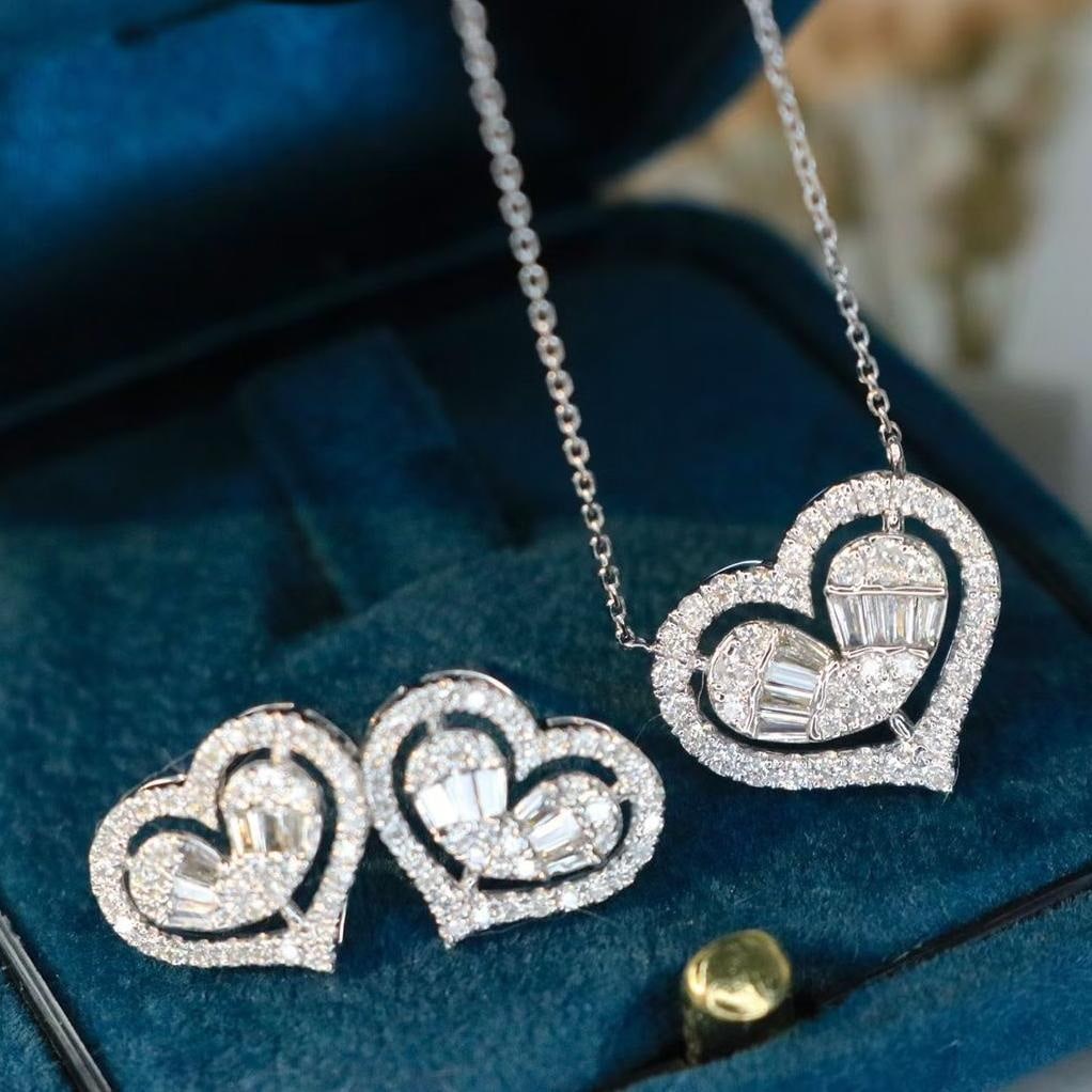 14k Gold 1.1 Ctw Natural H Diamond Jewelry Set: Ref:231039249 // gold content:14k gold // earrings // main gemstone:diamond // shape:multiply // carat weight:0. 6ct // clarity grade:vs-si // color:h // treatment:natural // necklace // main