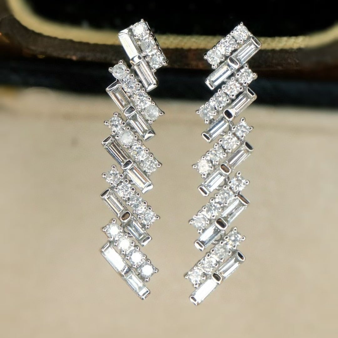 14k Gold 1 Ct Natural H Diamond Earrings - 2