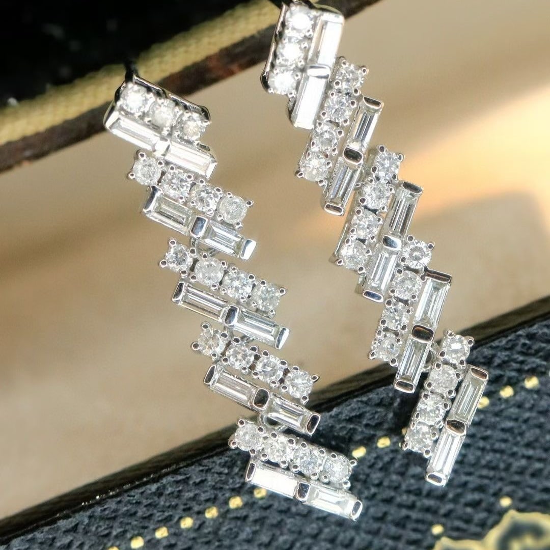 14k Gold 1 Ct Natural H Diamond Earrings - 6