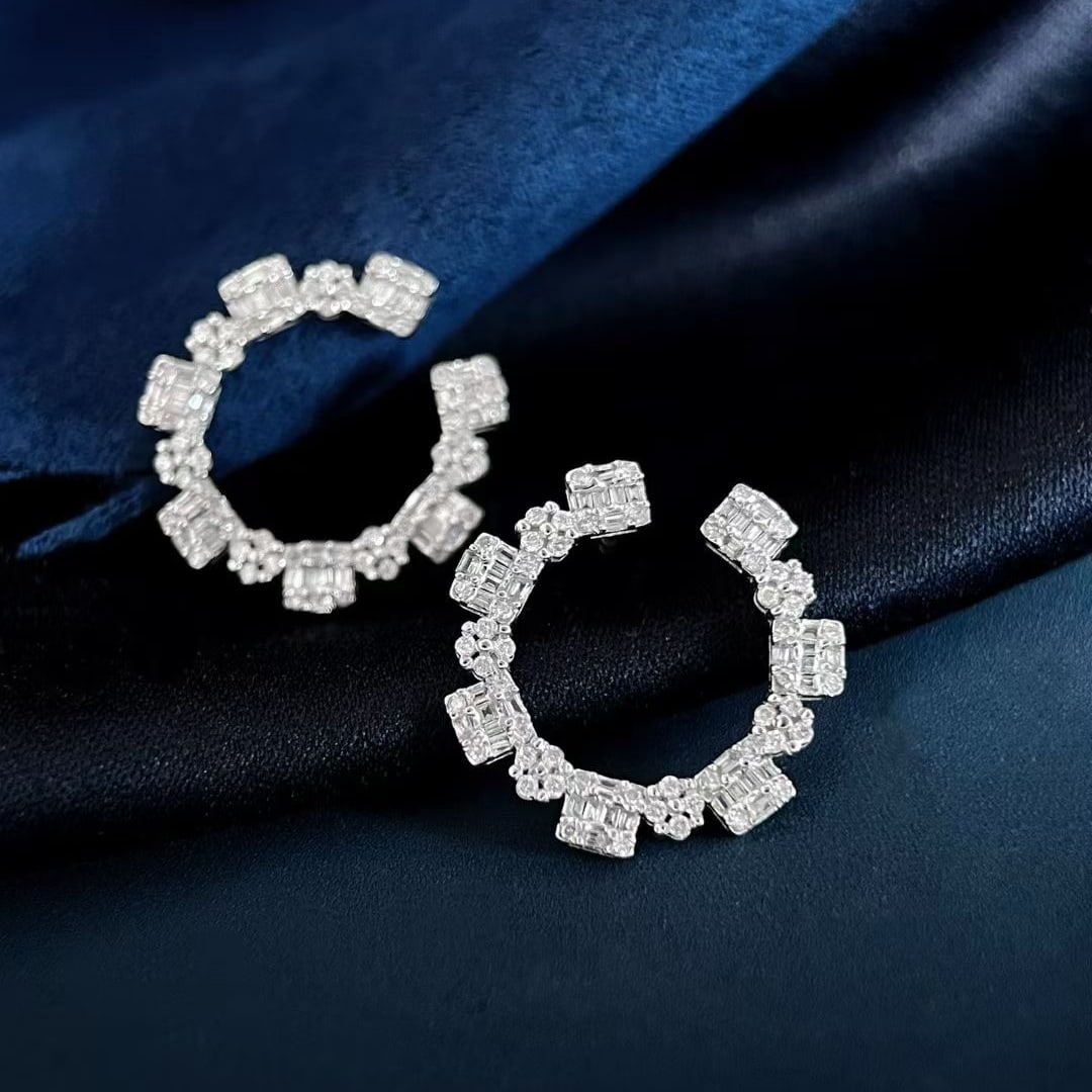 14k Gold 1 Ct Natural H Diamond Earrings - 4