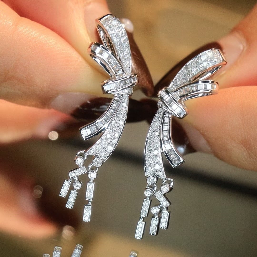 14k Gold 0.6 Ct Natural H Diamond Earrings - 7