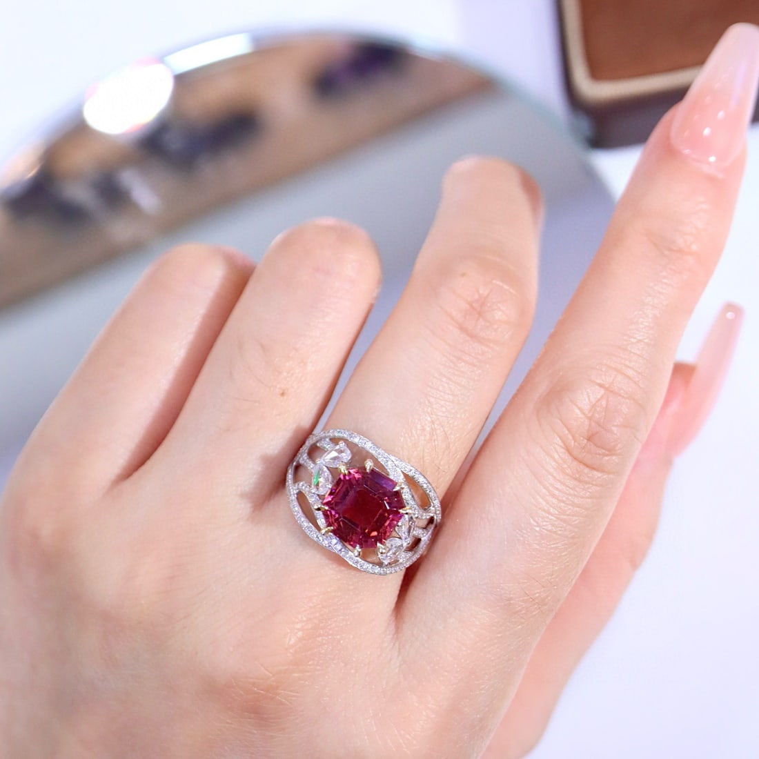 14k Gold 5.26 Ctw Natural Tourmaline & Diamond Ring - 5