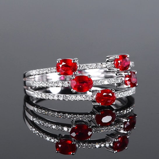 14k Gold 1.22 Ctw Natural Ruby & Diamond Ring - 2