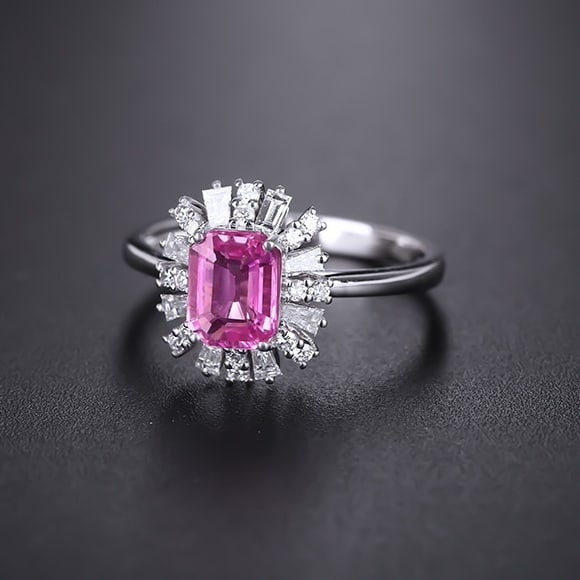 14k Gold 1.44 Ctw Natural Padparadscha Sapphire & Diamond Ring - 3