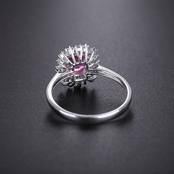 14k Gold 1.44 Ctw Natural Padparadscha Sapphire & Diamond Ring - 4