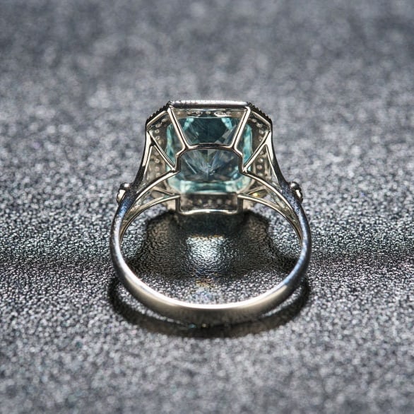 14k Gold 3.03 Ct Natural Aquamarine & Diamond Ring - 4