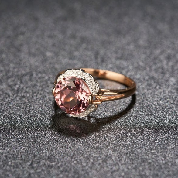 14k Gold 3.2 Ct Natural Tourmaline & Diamond Ring - 3