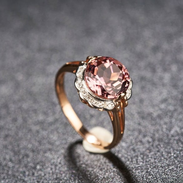 14k Gold 3.2 Ct Natural Tourmaline & Diamond Ring - 5