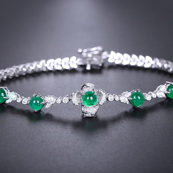 14k Gold 3.47 Ctw Natural Emerald & Diamond Bracelet (1 of 7)