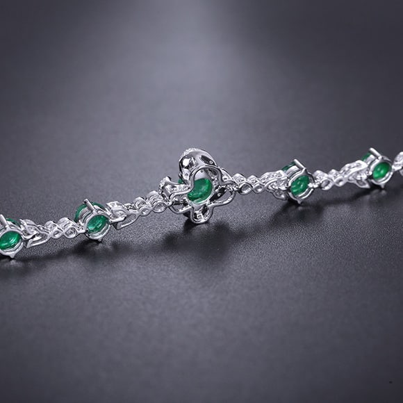 14k Gold 3.47 Ctw Natural Emerald & Diamond Bracelet - 4