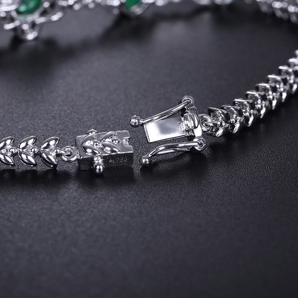 14k Gold 3.47 Ctw Natural Emerald & Diamond Bracelet - 5