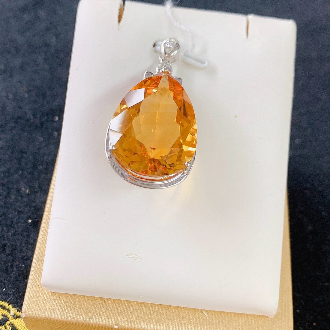 14k Gold 24.02 Ctw Natural Citrine & Diamond Pendant( Without Chain ) - 2