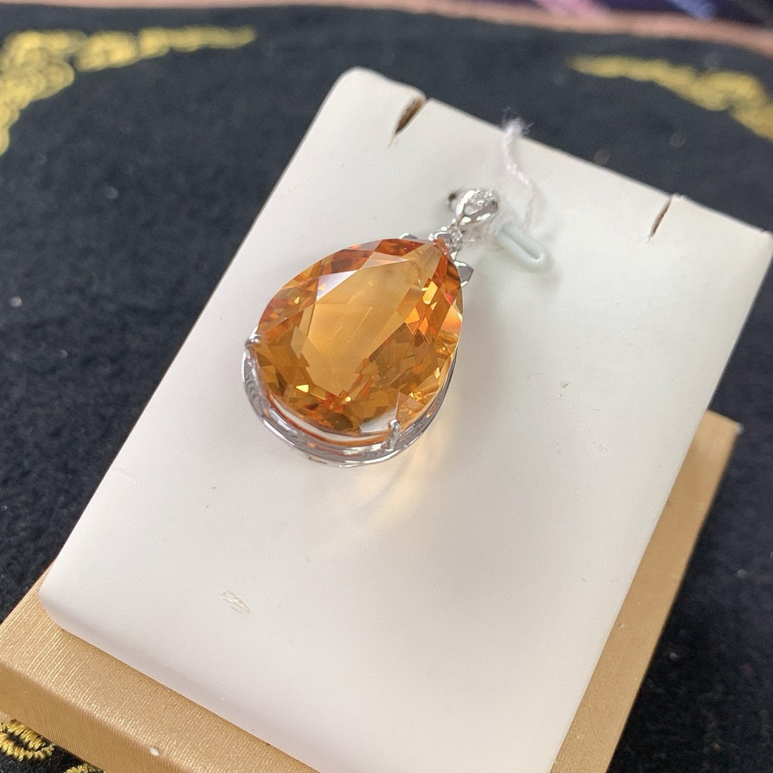 14k Gold 24.02 Ctw Natural Citrine & Diamond Pendant( Without Chain ) - 4