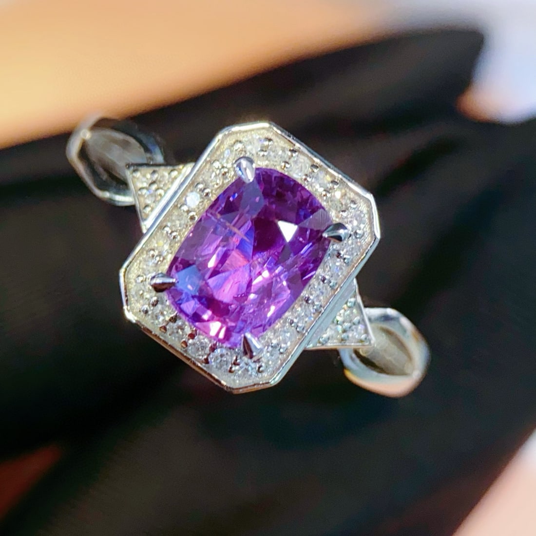 14k Gold 1.55 Ct Natural Sapphire & Diamond Ring - 2