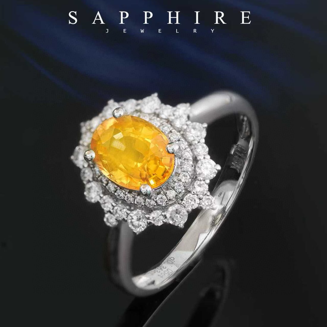 14k Gold 1.41 Ctw Natural Sapphire & Diamond Ring: Ref:231040172 // gold content:14k gold // ring size:7. 25us // // main gemstone:sapphire // shape:oval // carat weight:1. 05ct // color:yellow // treatment:natural // // adjacent gemstone 2 : diamond