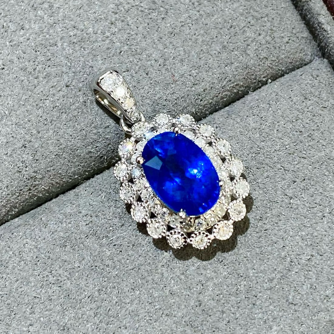 14k Gold 2.69 Ctw Natural Sapphire & Diamond Pendant( Without Chain ) - 2