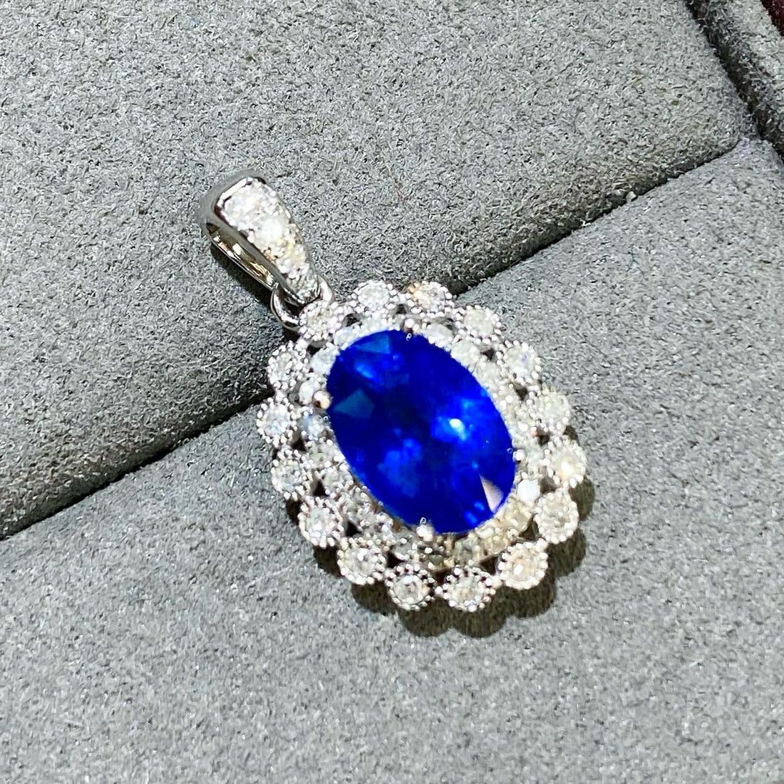 14k Gold 2.69 Ctw Natural Sapphire & Diamond Pendant( Without Chain ) - 3