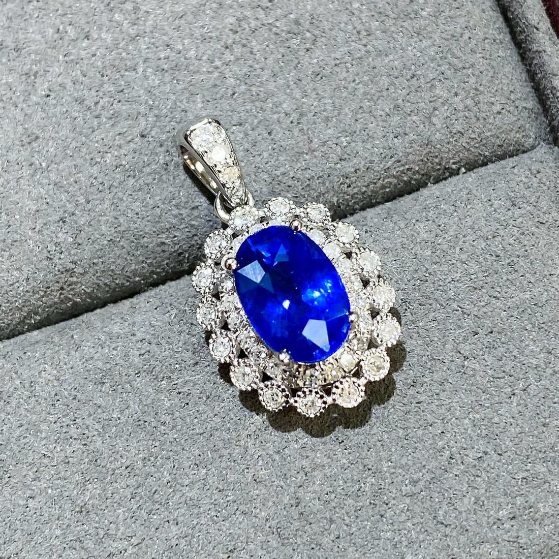 14k Gold 2.69 Ctw Natural Sapphire & Diamond Pendant( Without Chain ) - 5