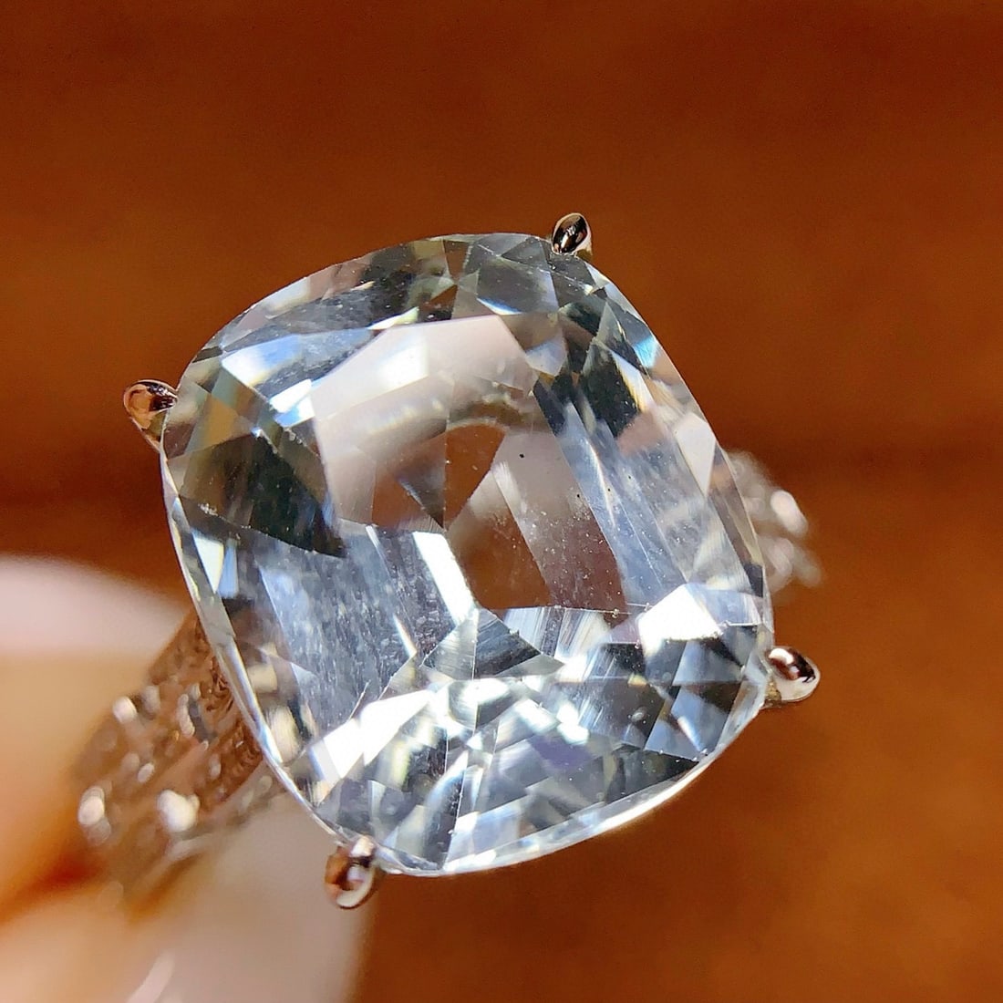 14k Gold 8.5 Ct Natural Aquamarine & Diamond Ring - 5