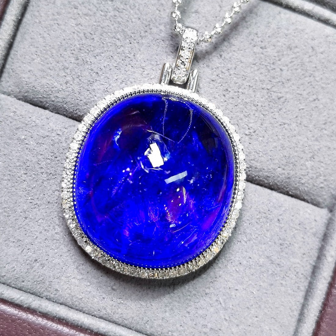 14k Gold 64.22 Ctw Natural Tanzanite & Diamond Pendant( Without Chain ) - 2