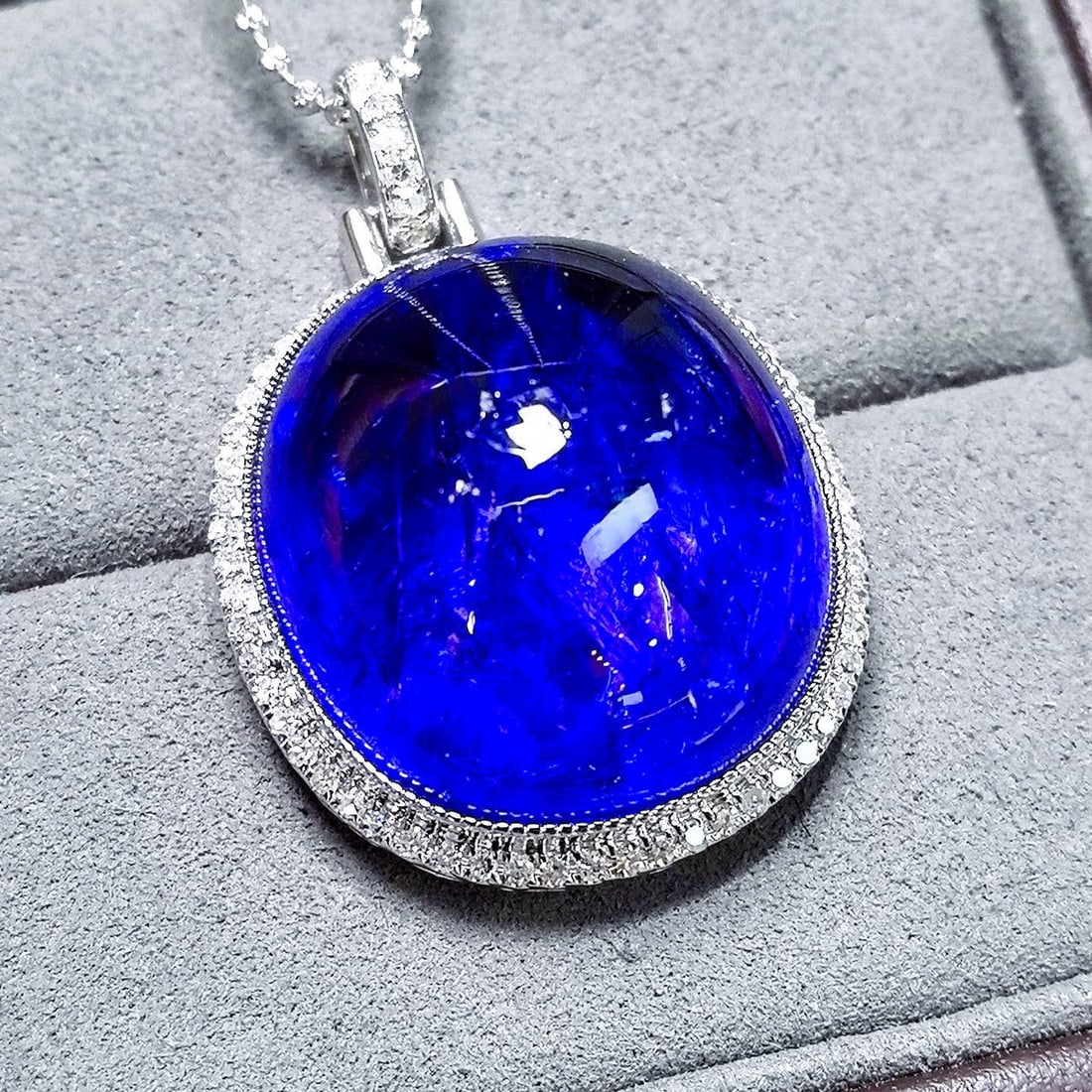 14k Gold 64.22 Ctw Natural Tanzanite & Diamond Pendant( Without Chain ) - 3