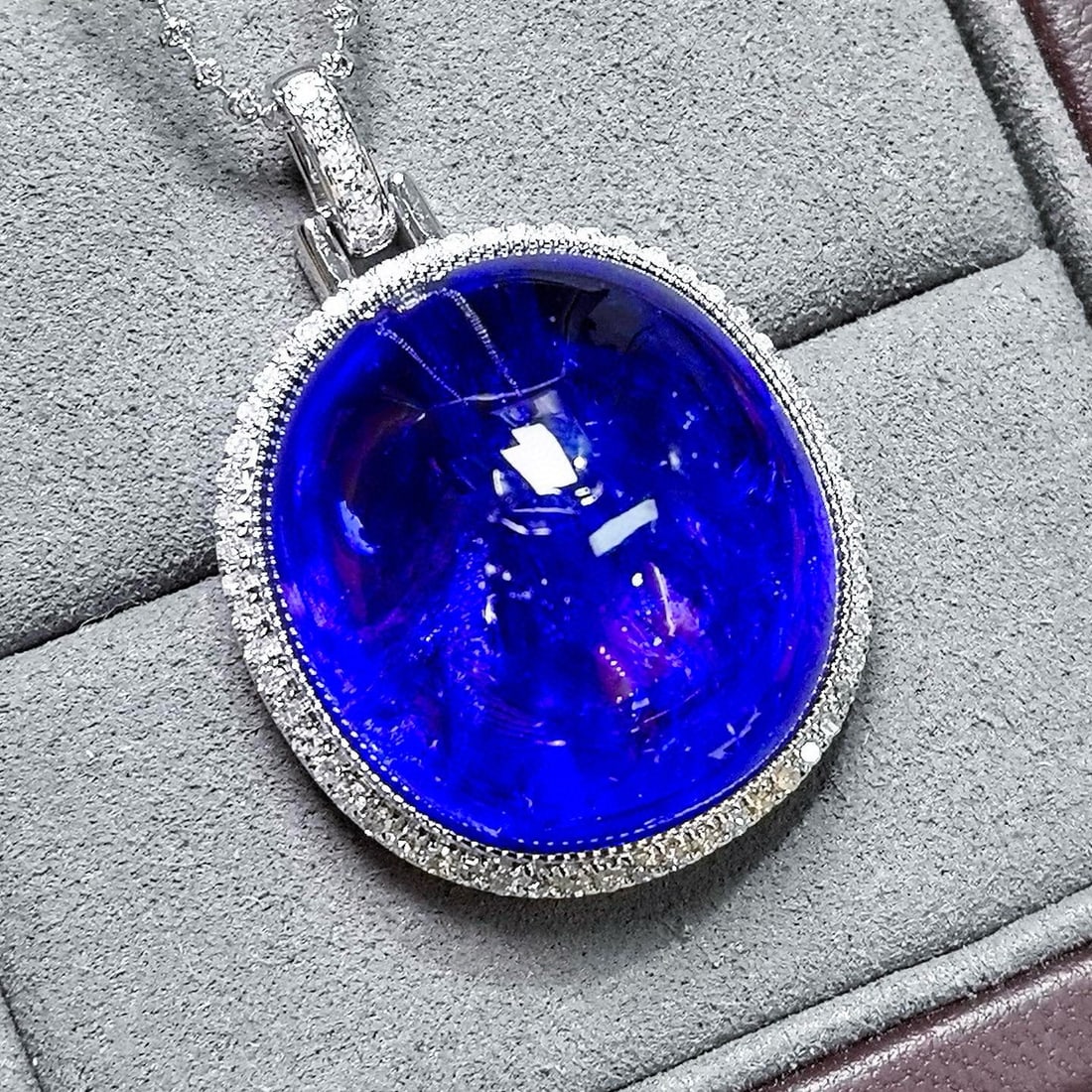 14k Gold 64.22 Ctw Natural Tanzanite & Diamond Pendant( Without Chain ) - 4