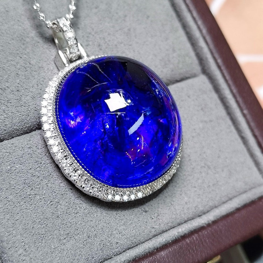 14k Gold 64.22 Ctw Natural Tanzanite & Diamond Pendant( Without Chain ) - 5