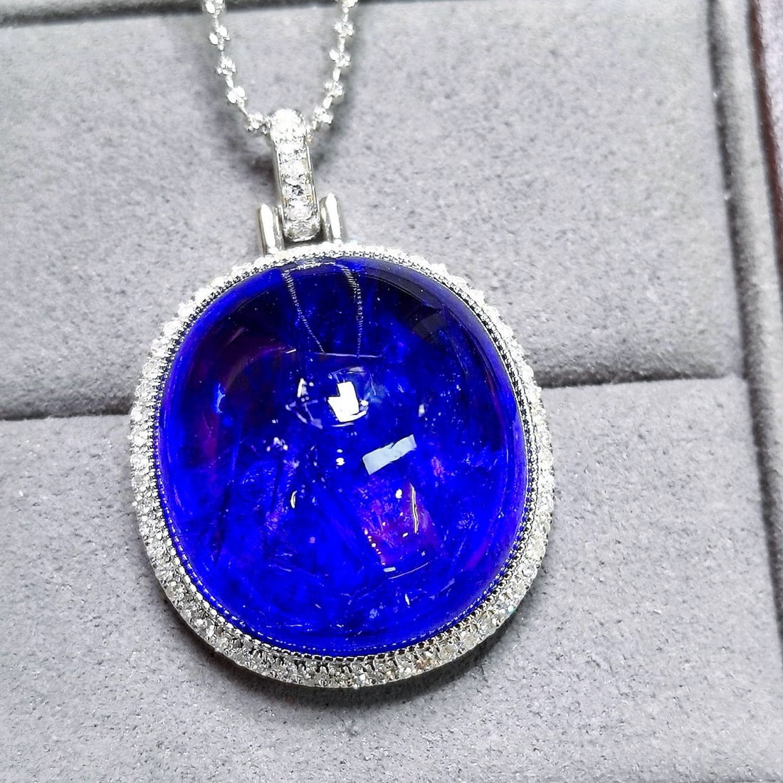 14k Gold 64.22 Ctw Natural Tanzanite & Diamond Pendant( Without Chain ) - 6