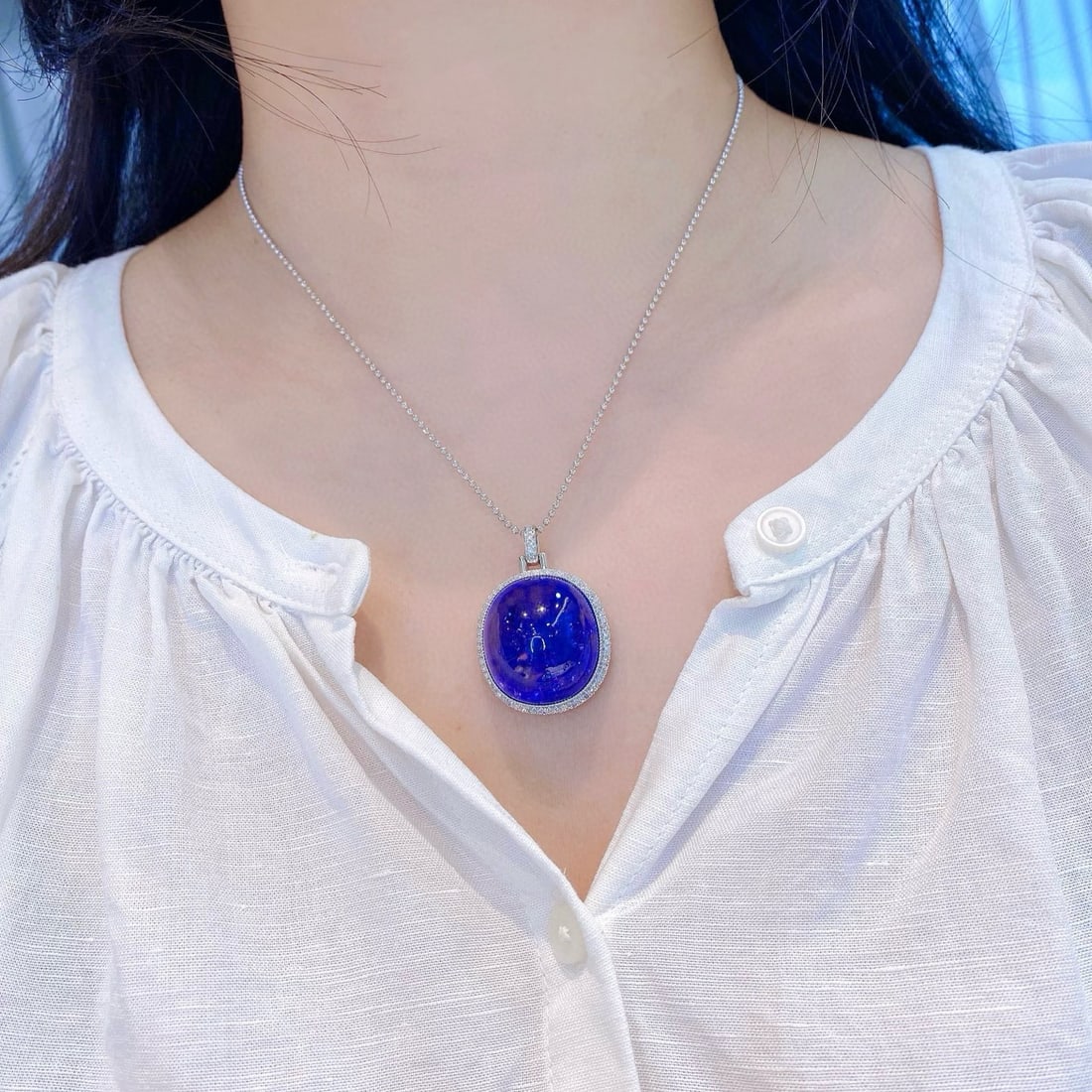 14k Gold 64.22 Ctw Natural Tanzanite & Diamond Pendant( Without Chain ) - 7