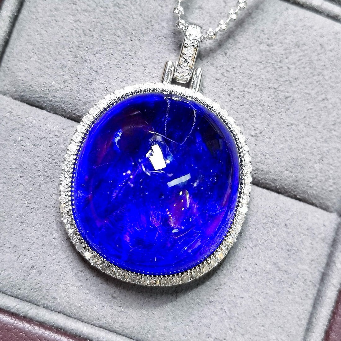 14k Gold 64.22 Ctw Natural Tanzanite & Diamond Pendant( Without Chain ) - 8