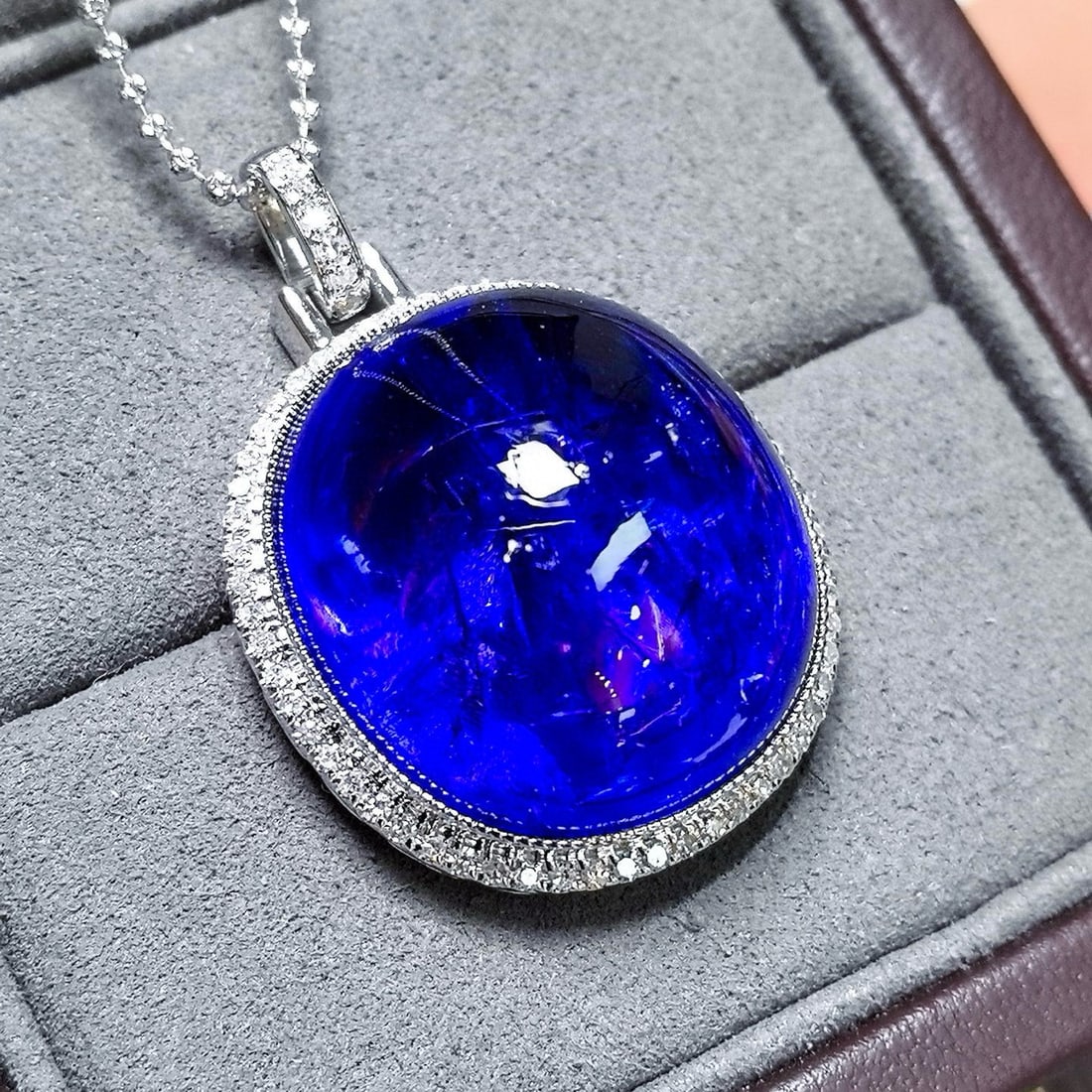 14k Gold 64.22 Ctw Natural Tanzanite & Diamond Pendant( Without Chain ) - 9